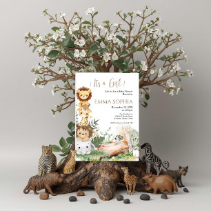 Safari Baby Shower Girl Einladung