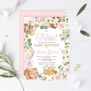 Safari Baby Shower Girl Spanische Einladung
