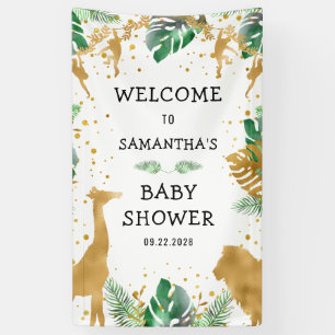 Safari Baby Shower Gold Green Willkommensbanner Banner