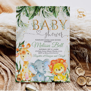 Safari Baby shower Invitation Garçon Gold Young Wi