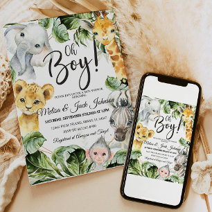 Safari Baby shower Invitation garçon, Jungl Wild b