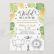 Safari Baby shower invitation Zoo Wild Jungle anim
