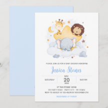 Safari Baby Shower Invitations sur Star Moon Sky