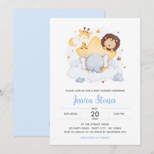 Safari Baby Shower Invitations sur Star Moon Sky