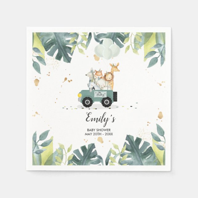Safari Baby Shower Paper Napkin Drive By Dusche Serviette (Vorderseite)