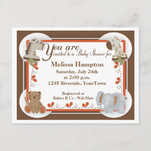 Safari Baby Shower Postcard Einladung