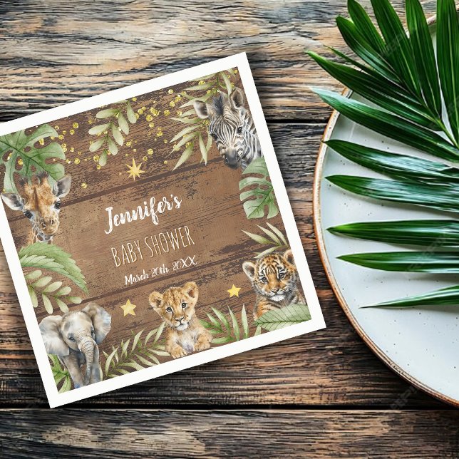Safari Baby Shower Rustic Jungle Party Serviette (Von Creator hochgeladen)