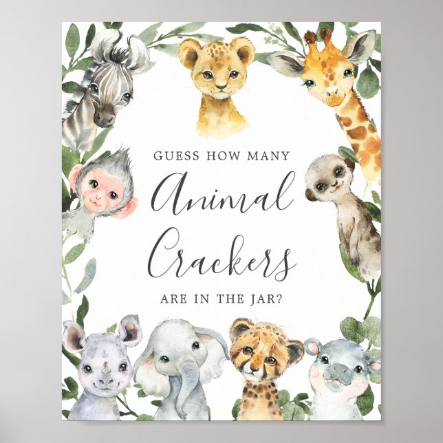 Safari Baby Shower schätzt, wie viele TierCracker Poster (Vorne)