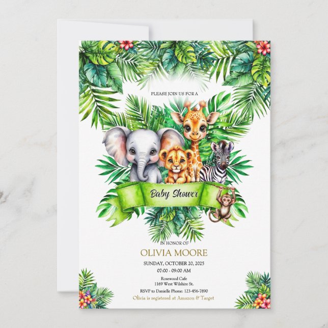 Safari Baby Shower Wild One ist unterwegs Einladung (Vorderseite)