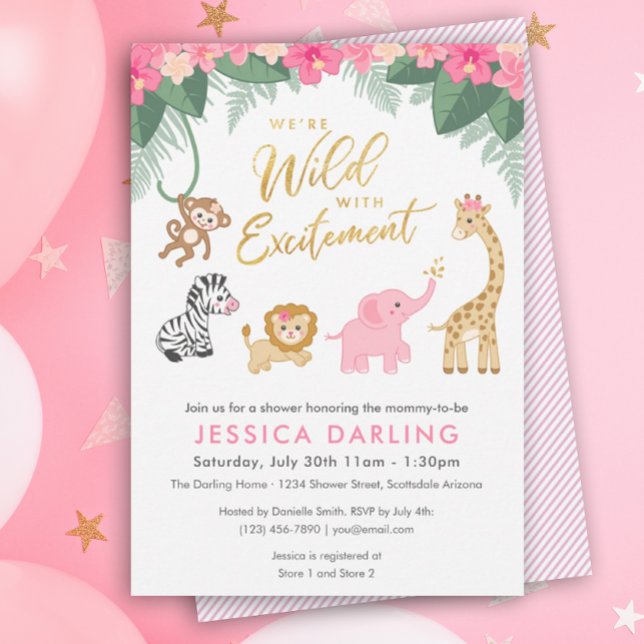 Safari Baby Showthema mit niedlichen Kleinkindern Einladung (Wild With Excitement Baby Shower)