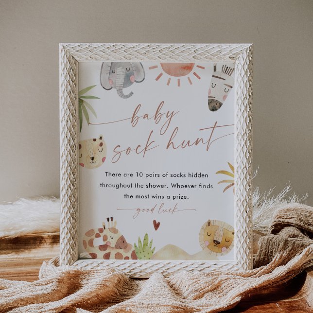 SAFARI Baby Sock Hunt Baby Showspielzeichen Poster (Von Creator hochgeladen)