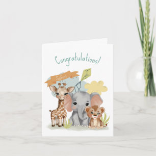 Safari-Baby-Tiere-Shower Neues Baby  Karte