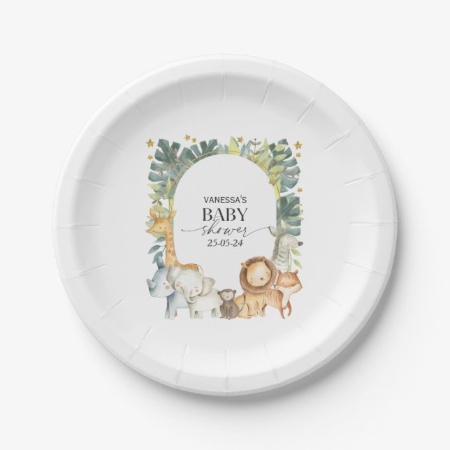 Safari-Babydusche Pappteller (Vorderseite)