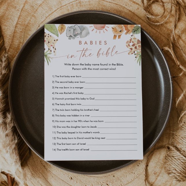 SAFARI Babys in der Bibel Baby Shower Game Card Einladung (Von Creator hochgeladen)