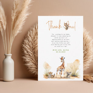 Safari-Babytier Baby-Shower Danksagungskarte Dankeskarte