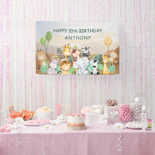 Safari-Babytiere Geburtstag  Banner