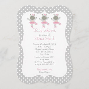 Safari-Ballerina-graue Tupfen-Babyparty Einladung