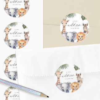 Safari Bébé Animaux Bébé Garçon Douche Stickers Sc