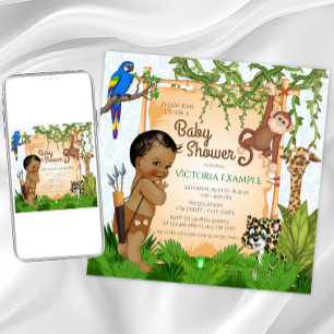 Safari bébé garçon douche Invitations