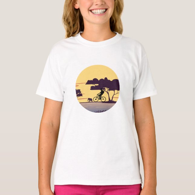Safari Bike Ride bei Sonnenuntergang - Radfahrer u T-Shirt (Vorderseite)
