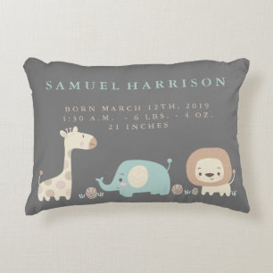 Safari Birth Stats Lion Kinderzimmer Pillow Dekokissen