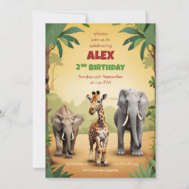 Safari Birthday Einladung Gold Jungle Tiere