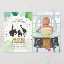 Safari Birthday Invitation Zoo Wild Jungle Animaux