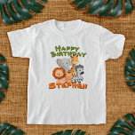 Safari Birthday Party T - Shirt<br><div class="desc">Feiern Sie das Safari-Abenteuer für alle Altersgruppen. Dieses Safari-Shirt ist ein modernes Beispiel für die Wildtierwelt, die wir Liebe, das Shirt unterstreicht den Namen des Prominenten, um eine personalisiertere Touch auf dem Shirt zu bieten</div>