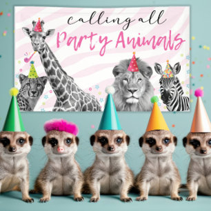Safari Birthday rufen alle Tiere an Banner