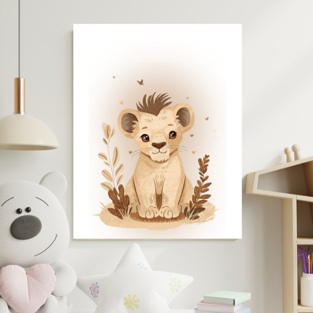 Safari Boho Neutral Lion Nursery Kids Poster (Von Creator hochgeladen)