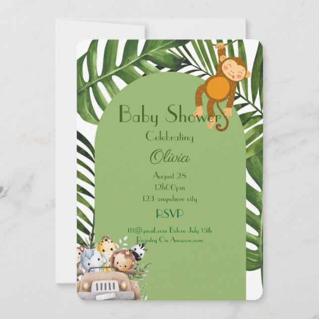 SAFARI BOY BABY SHOWER EINLADUNG (Vorderseite)
