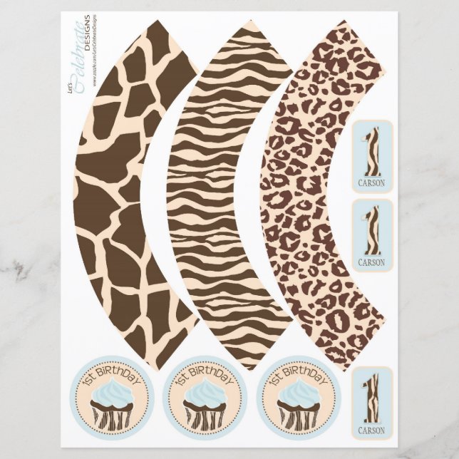 Safari Boy BLU Cupcake Wrapper 1 (Vorderseite)