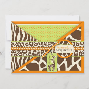 Safari Boy Orange Einladungskarte 3