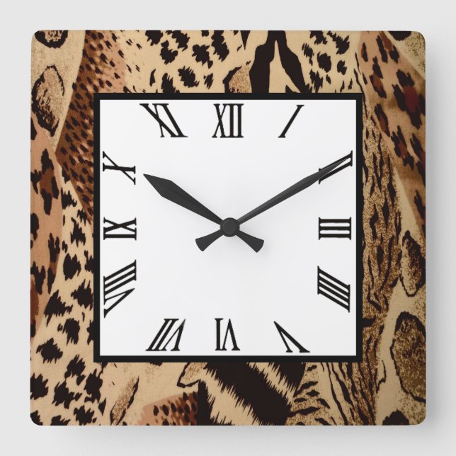 Safari Brown Quadratische Wanduhr (Vorderseite)