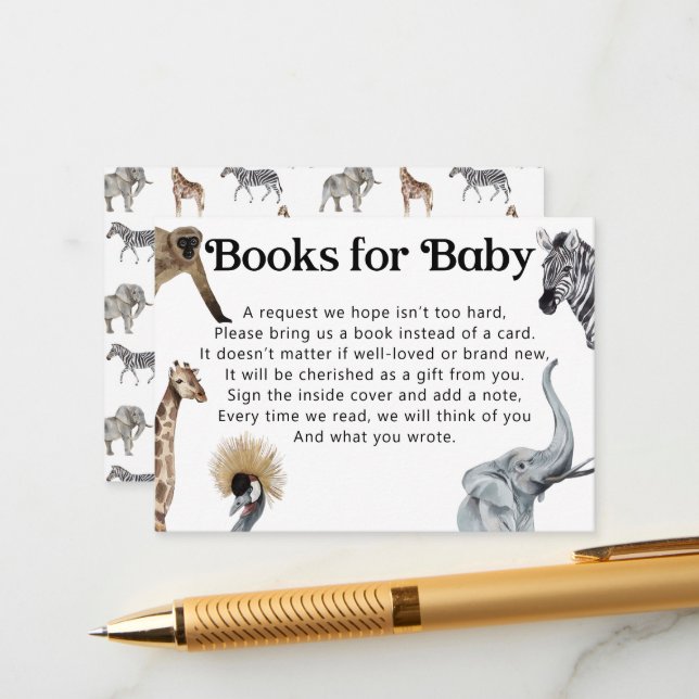 Safari Buchanfrage für Babydusche Einladung (Vorderseite/Rückseite Beispiel)