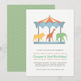 Safari Carousel Geburtstag Einladung