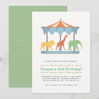Safari Carousel Geburtstag Einladung