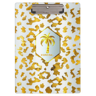Safari Chic Luxe Gold & Weißer Tierdruck Klemmbrett