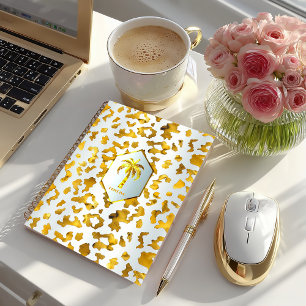 Safari Chic Luxe Gold & Weißer Tierdruck Notizbuch