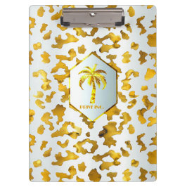 Safari Chic Luxe Gold & White Animal Print Klemmbrett