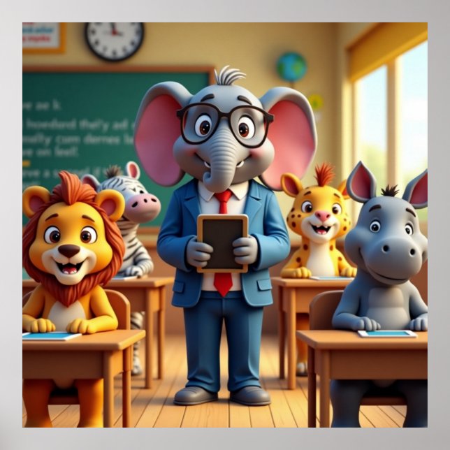 Safari Classroom - Affiche de retour à l'école (Devant)