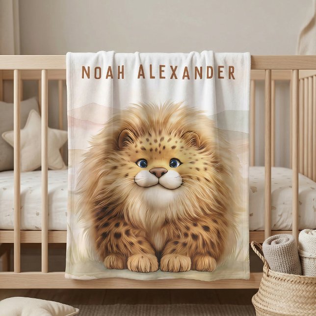 Safari Cute Zuberi The Fluffy Leopard Name Kids Fleecedecke (Von Creator hochgeladen)