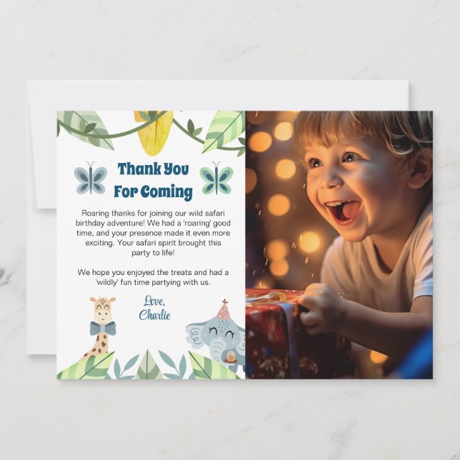 Safari, danke für die Karte, mit Foto (Vorderseite)