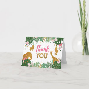 Safari danken Ihnen, wildes Dschungel-Tier-Mädchen Dankeskarte