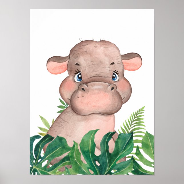Safari Dans La Jungle Baby Hippo Poster (Devant)