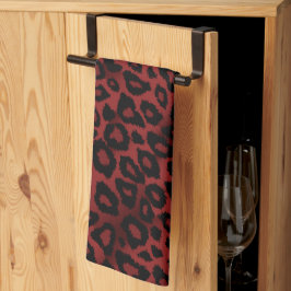 Safari Dark Red Leopard Animal Print Handtuch