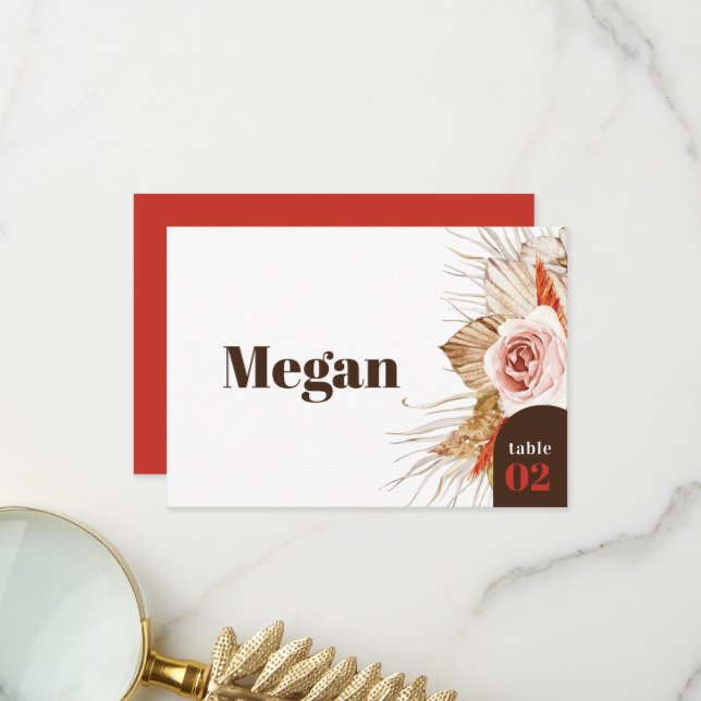 Safari Desert Boho Blume Hochzeit-Escortkarte Dankeskarte (Vorderseite/Rückseite Beispiel)