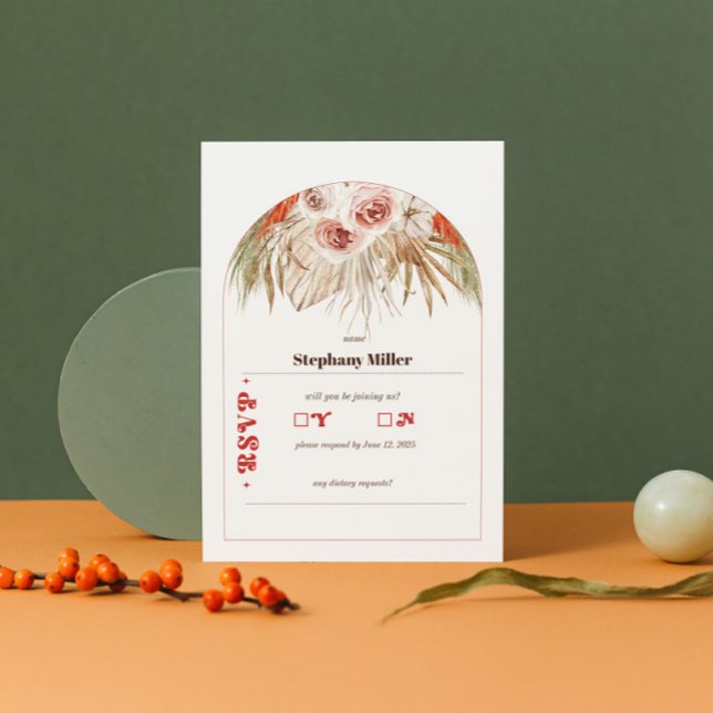 Safari Desert Boho Blume Wedding RSVP Karte (Von Creator hochgeladen)