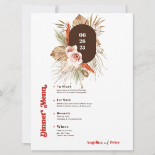 Safari Desert Boho Flowers Wedding Menü Einladung