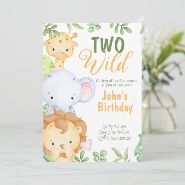Safari Deux Invitation d'anniversaire sauvage (Debout devant)